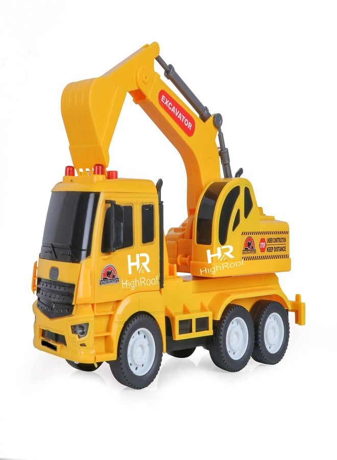 HighRoof Excavator Truck Push and Go Unbreakable Friction Power Construction Vehicle Friction Toy Children's Develops Motor Skills Engineering Truck Toys for Kids with Light & Sound Kid Boys Girls - Image 1